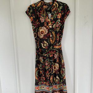 Zara NWT Paisley Button Front Waist Tie Dress | Color: Multi | Size: S